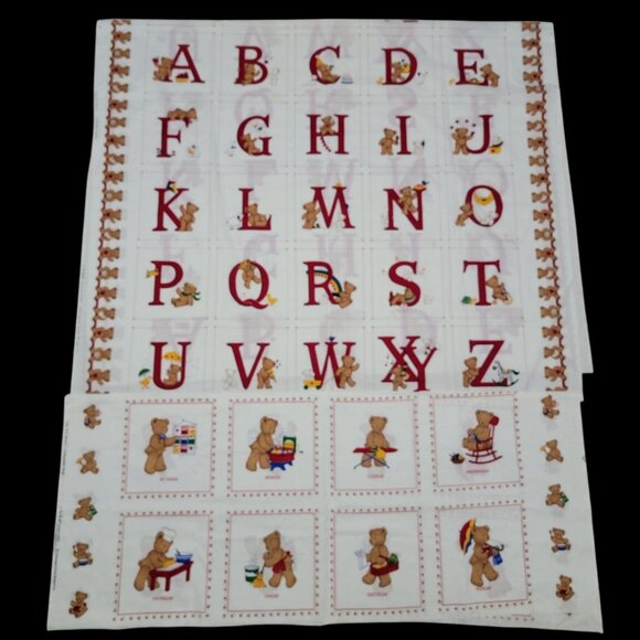 Cranston Print Works The VIP Bears Alphabet Bears & A Bearable Week Fabric - Picture 1 of 6
